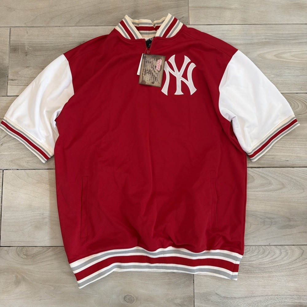 Vintage Stitches NY New York Yankees  Quarter 1/4 Zip Jersey 2XL RED XXL